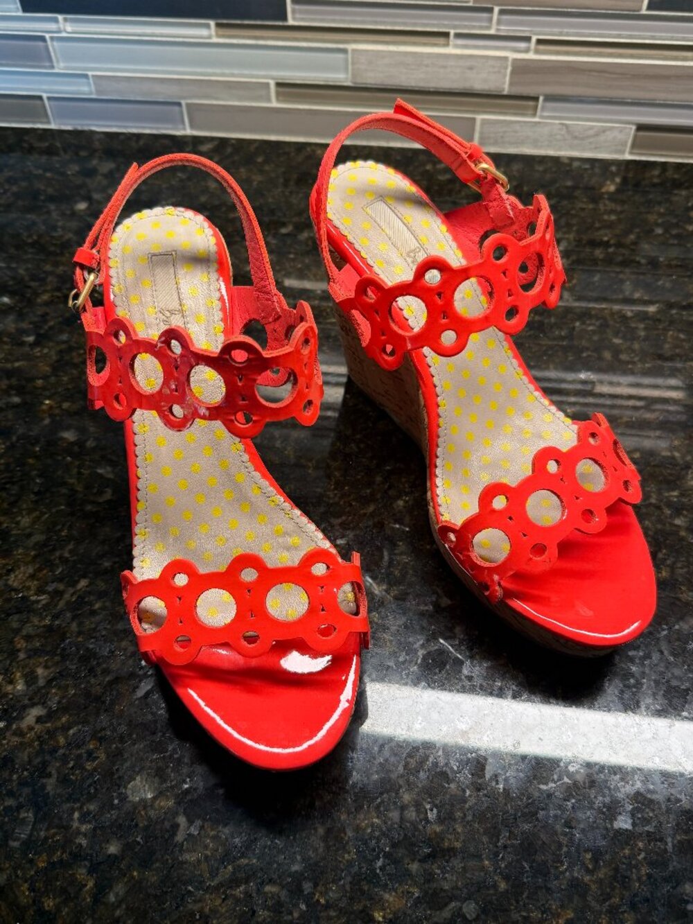 Sexy Orange/Pink Boden Platform Funky Cork Sandals - Women's 6.5/37